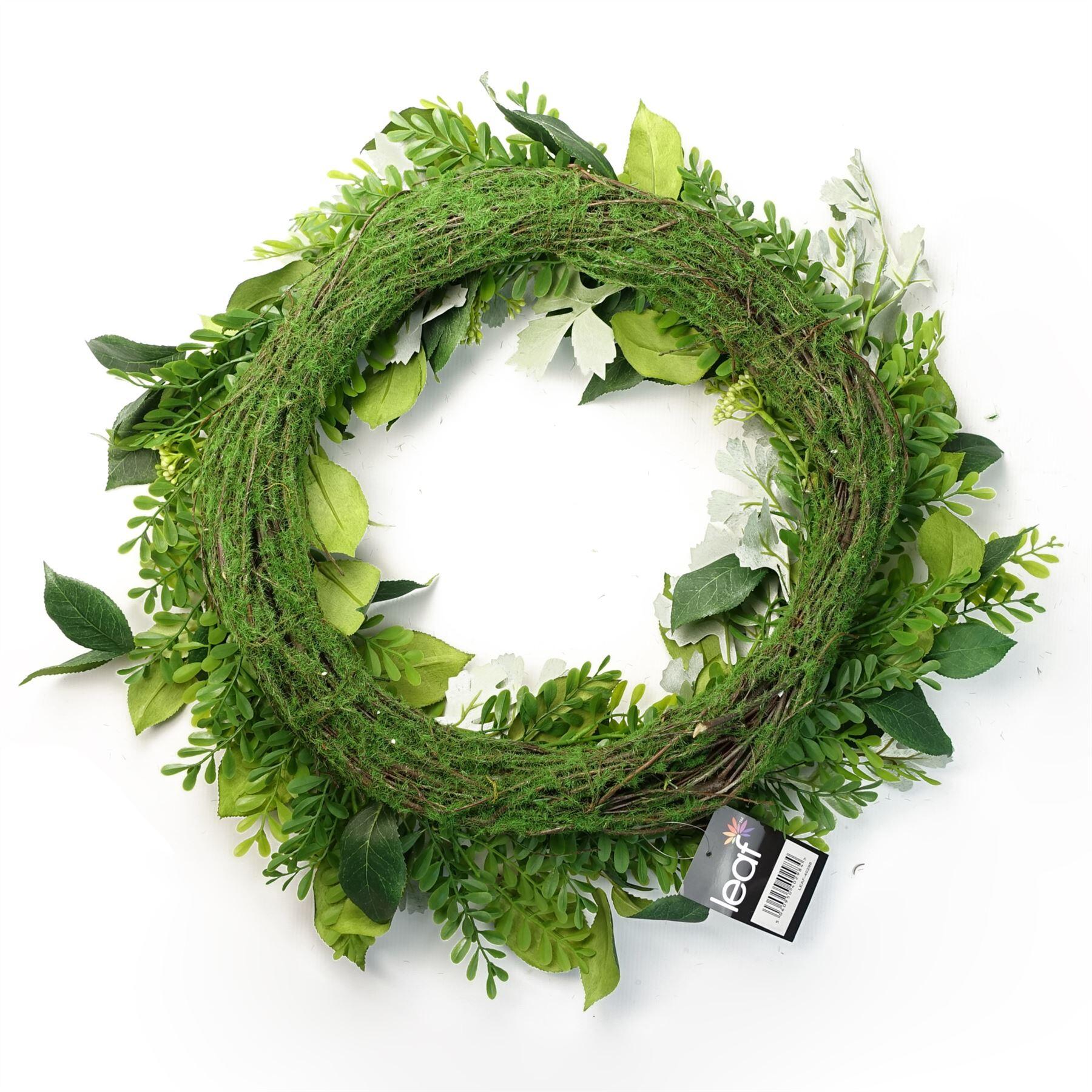image of 50cm artificial wreath fern leaf view 1