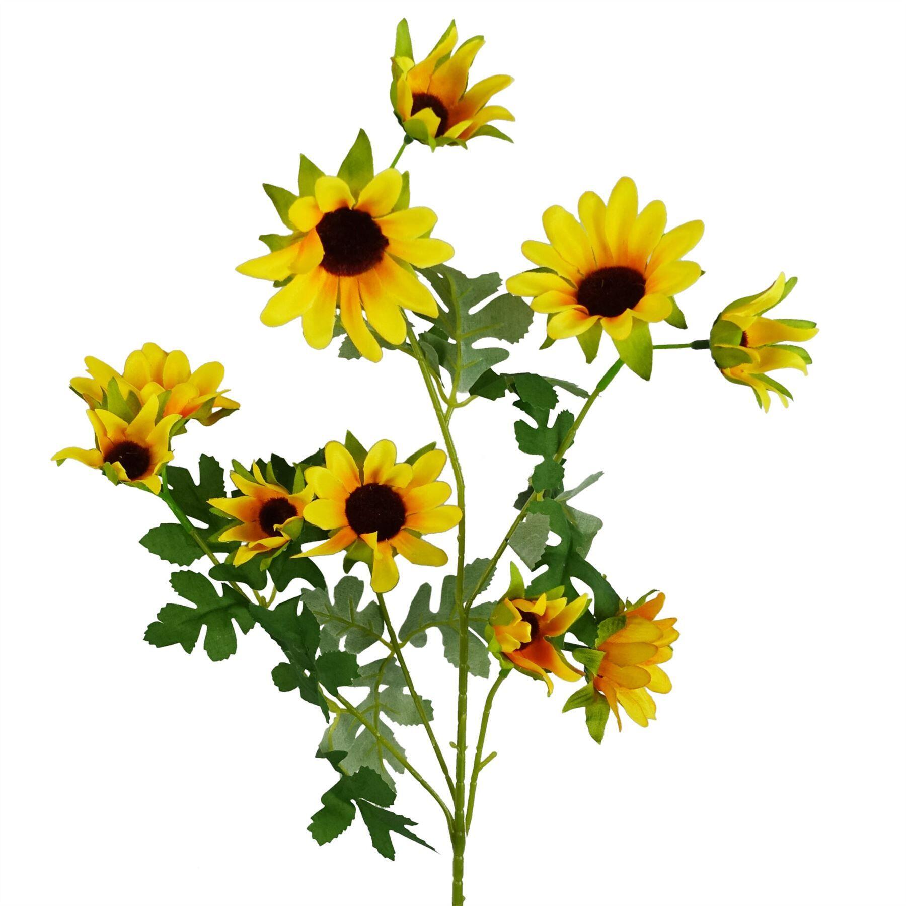 image of 70cm artificial yellow daisy flower spray