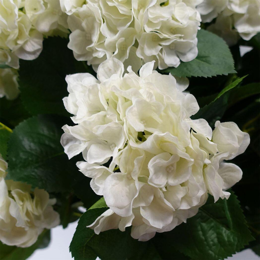 image of 70cm artificial white bush hydrangea plant potted view 2