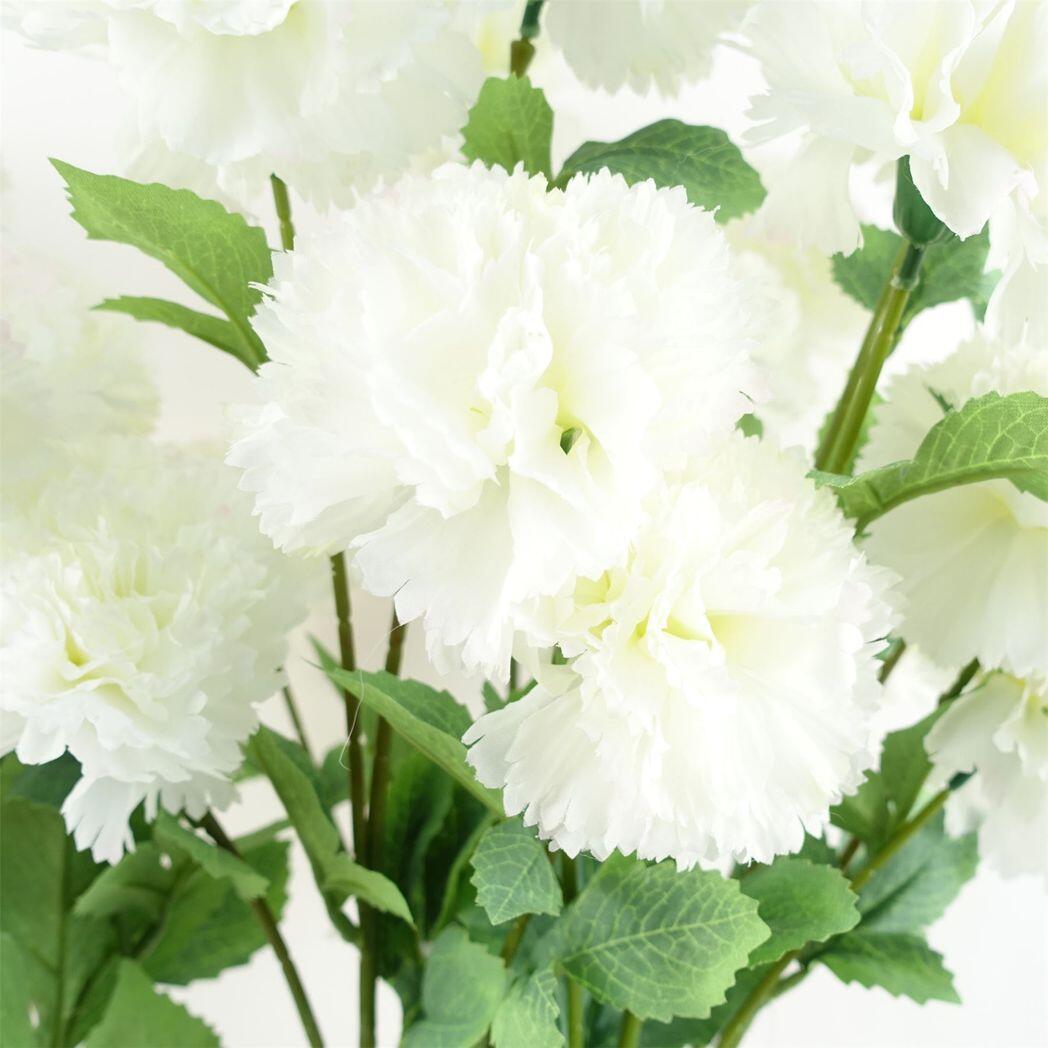 image of pack of 6 x 70cm white artificial carnation stem  24 flowers view 2