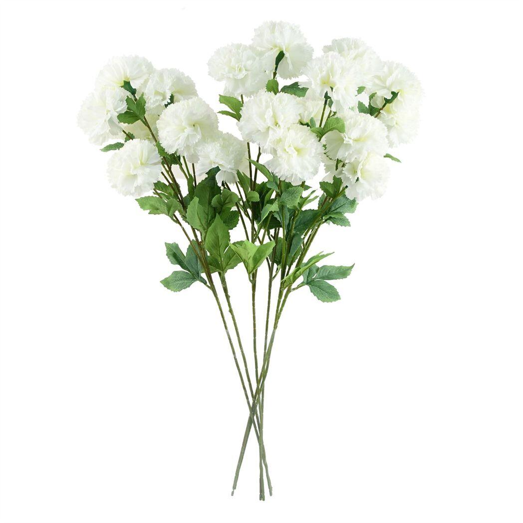 image of pack of 6 x 70cm white artificial carnation stem  24 flowers view 5