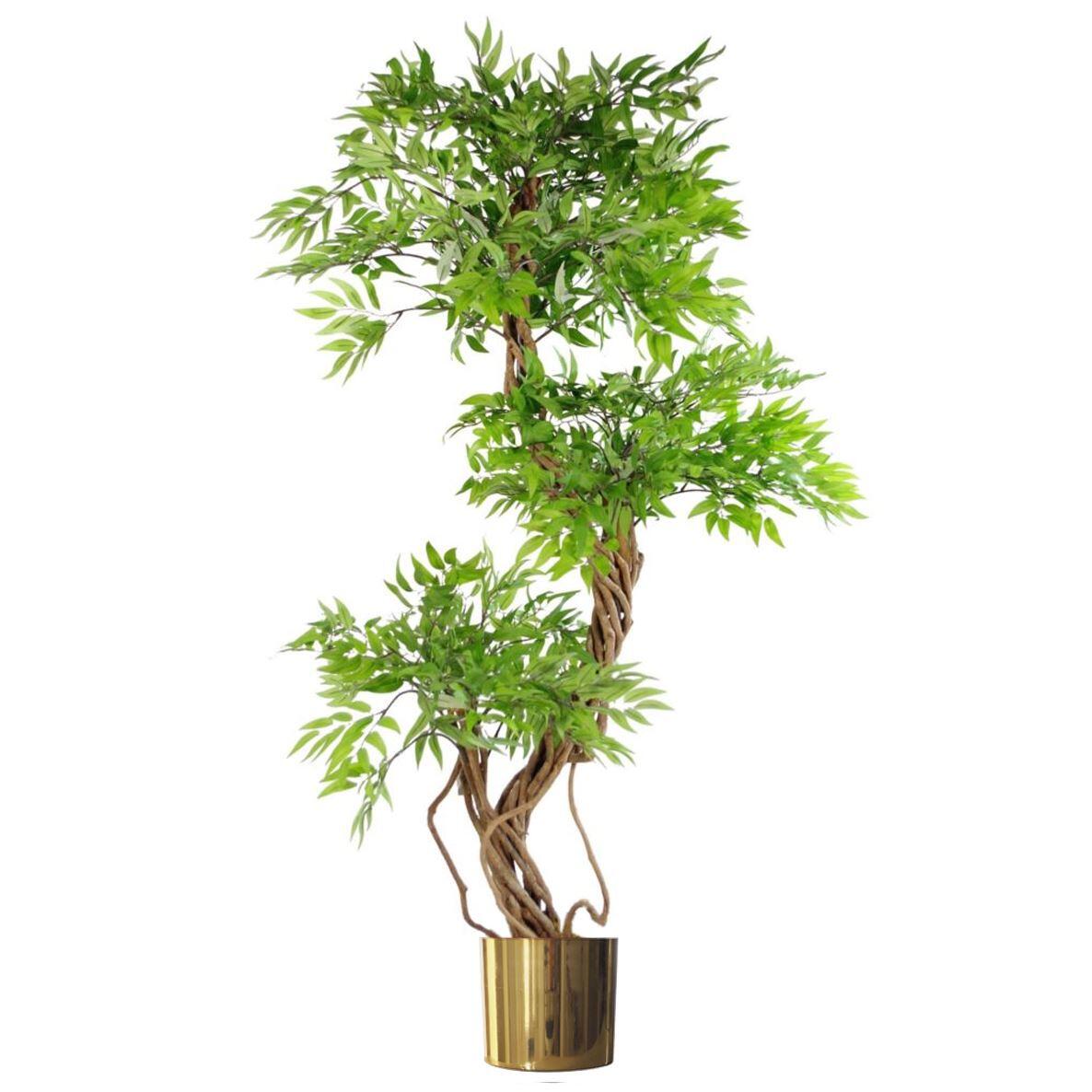 image of 140cm realistic artificial japanese fruticosa tree ficus tree gold planter