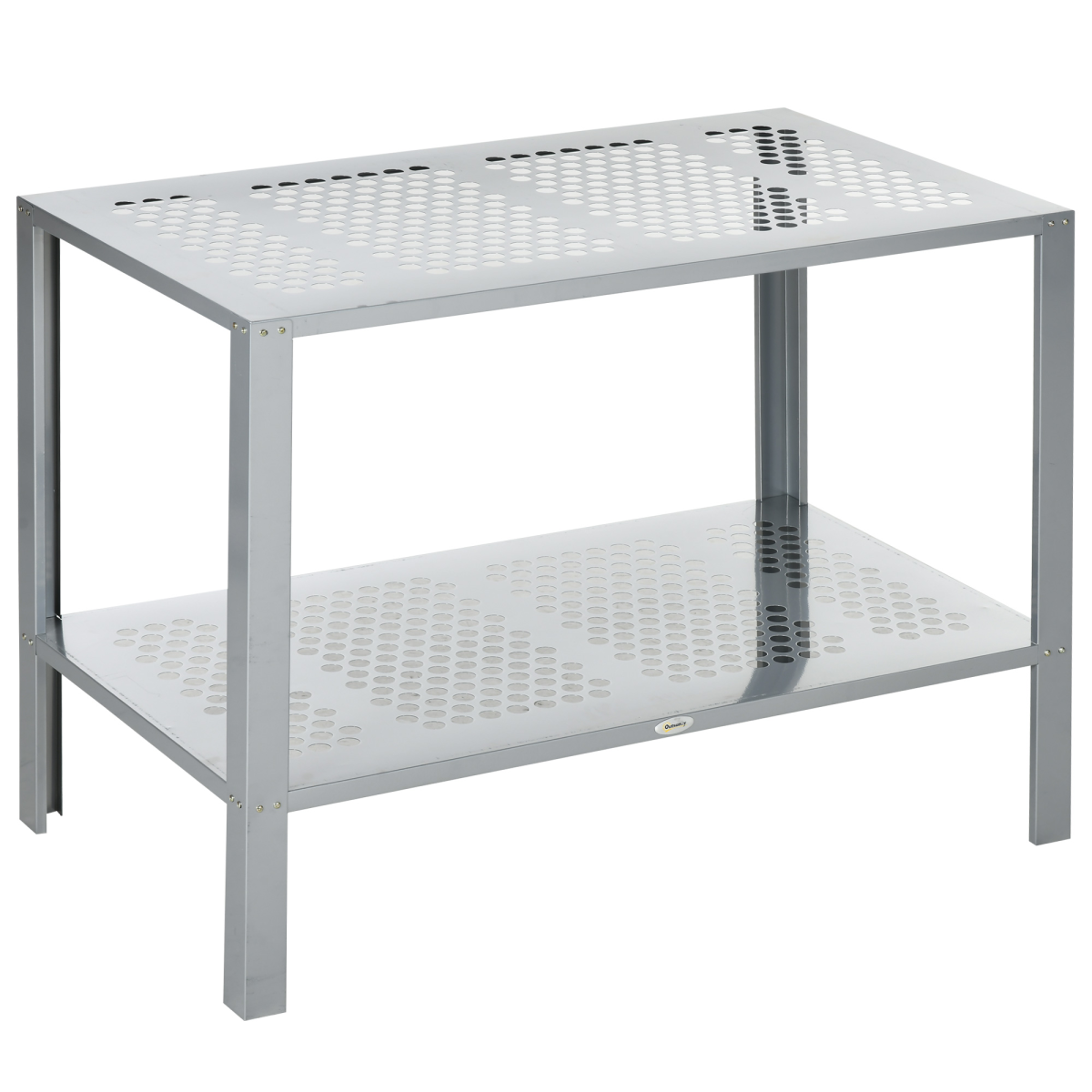 image showing 2-tier plant stand storage organizer steel display shelf for patio
