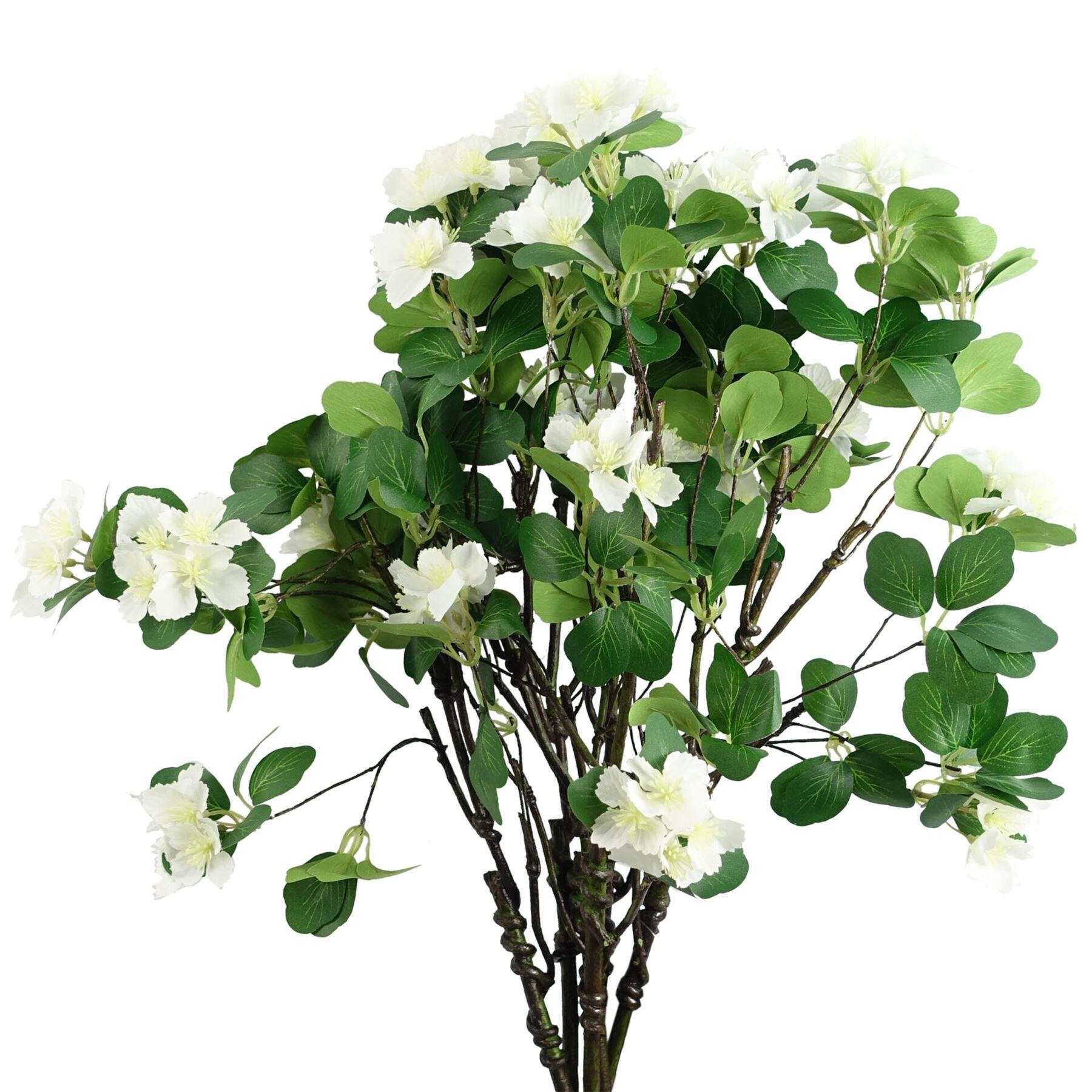 image showing pack of 6 x 60cm flower foliage spray - white