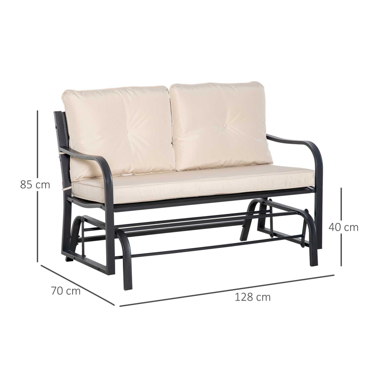 Powder coated steel for a solid and supportive frame Strong gliding arms rock backwards and forwards gently Ideal for ga