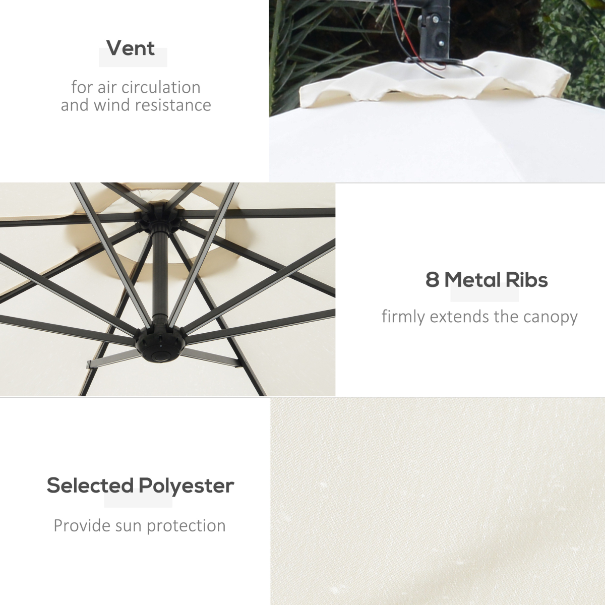 Umbrella Parasol with Solar Powered LED stripes