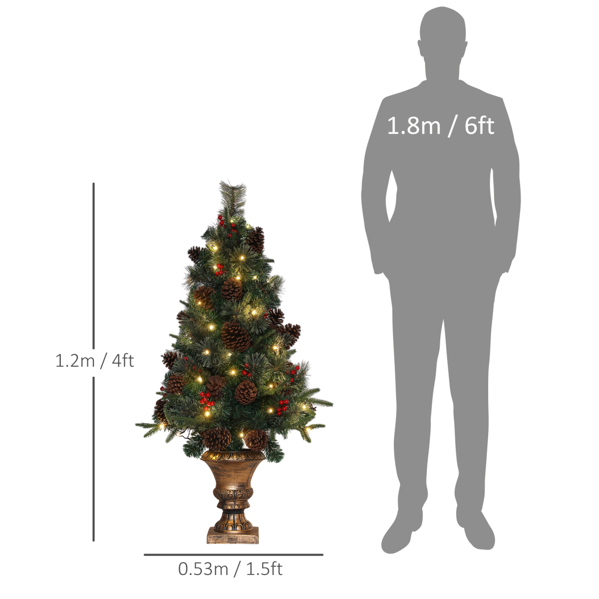 Image of 4ft artificial christmas tree with 60 warm white led lights