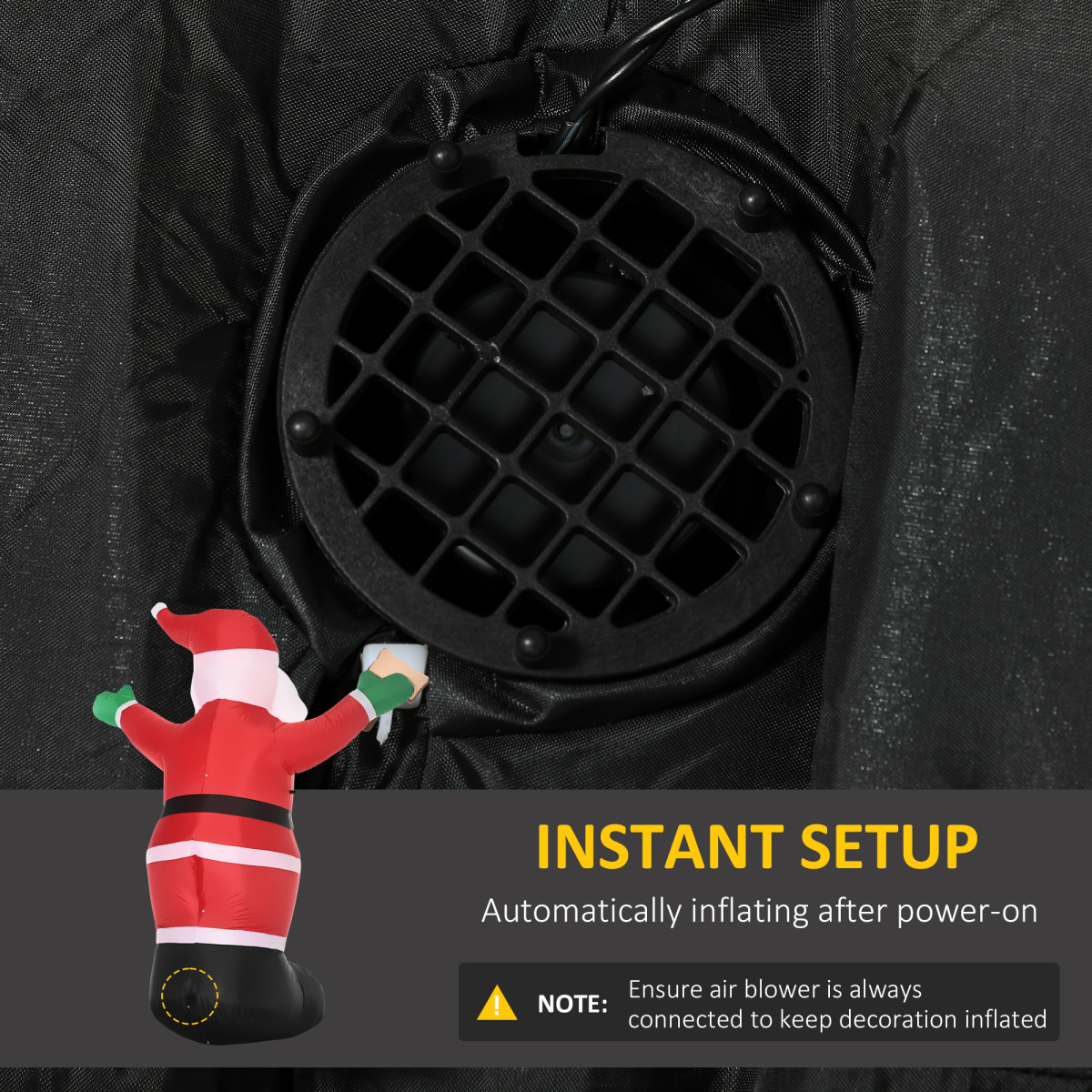 detailed view of 8' Inflatable Christmas Santa Claus Holds Light Sign of Blessings LED