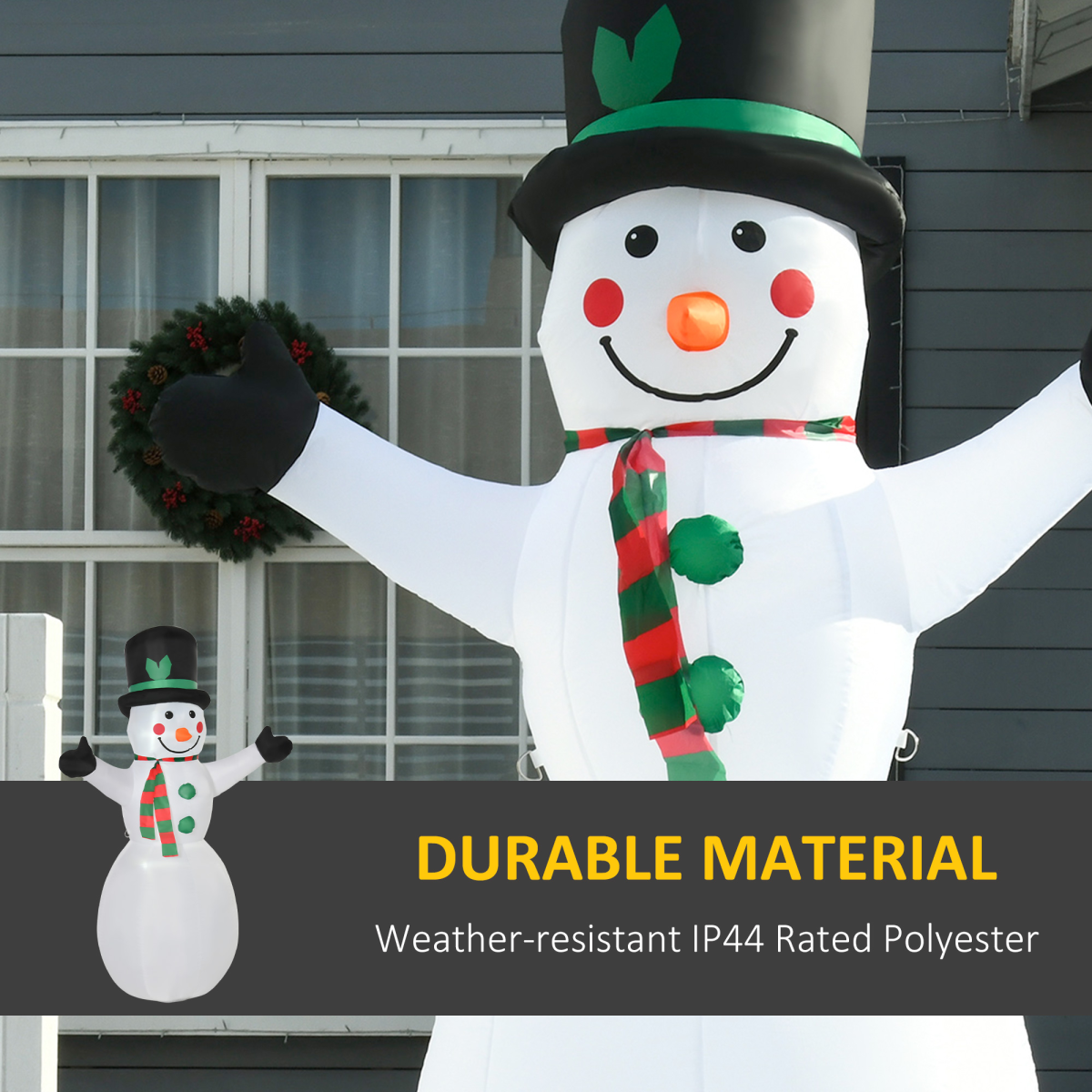 Detailed image of 6.5ft Inflatable Snowman LED Christmas Xmas Air Blown, Outdoor, highlighting build and finish.