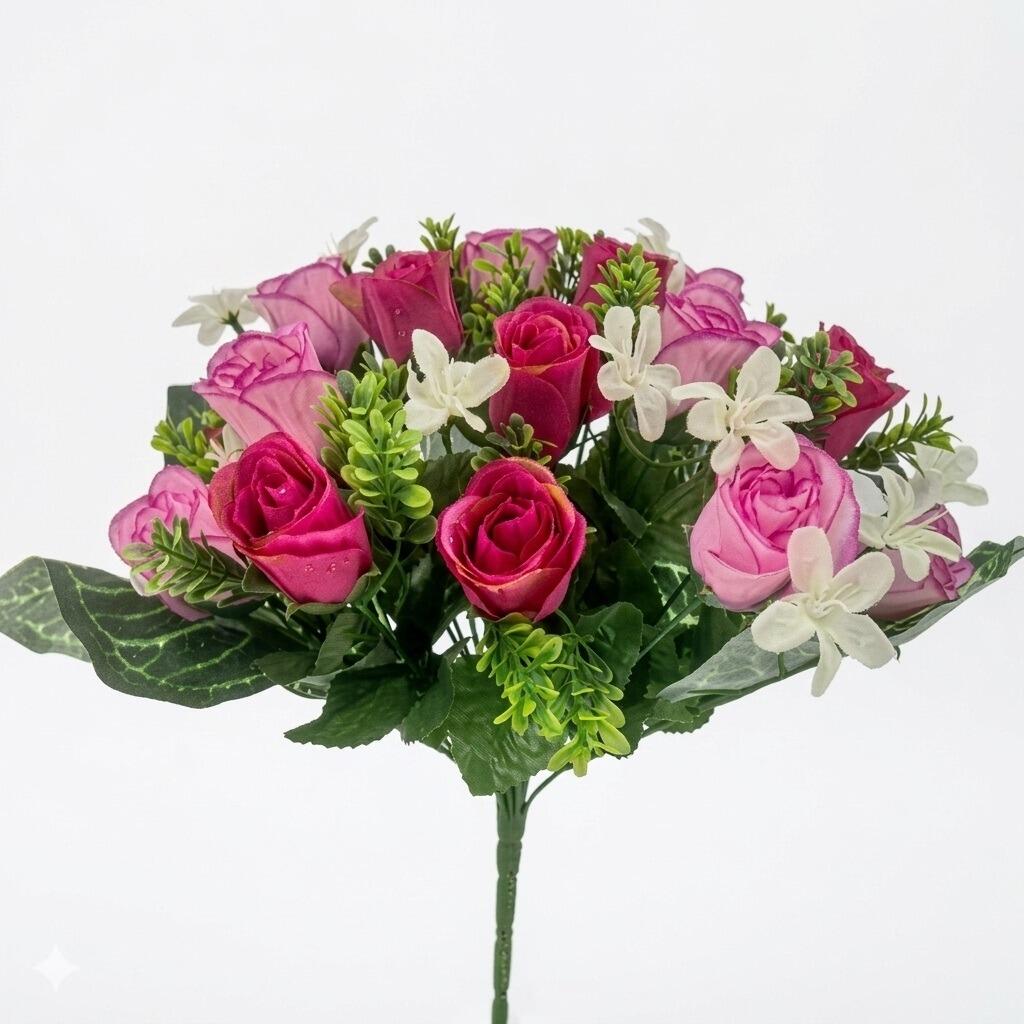 artificial flowers bouquet bush pink roses