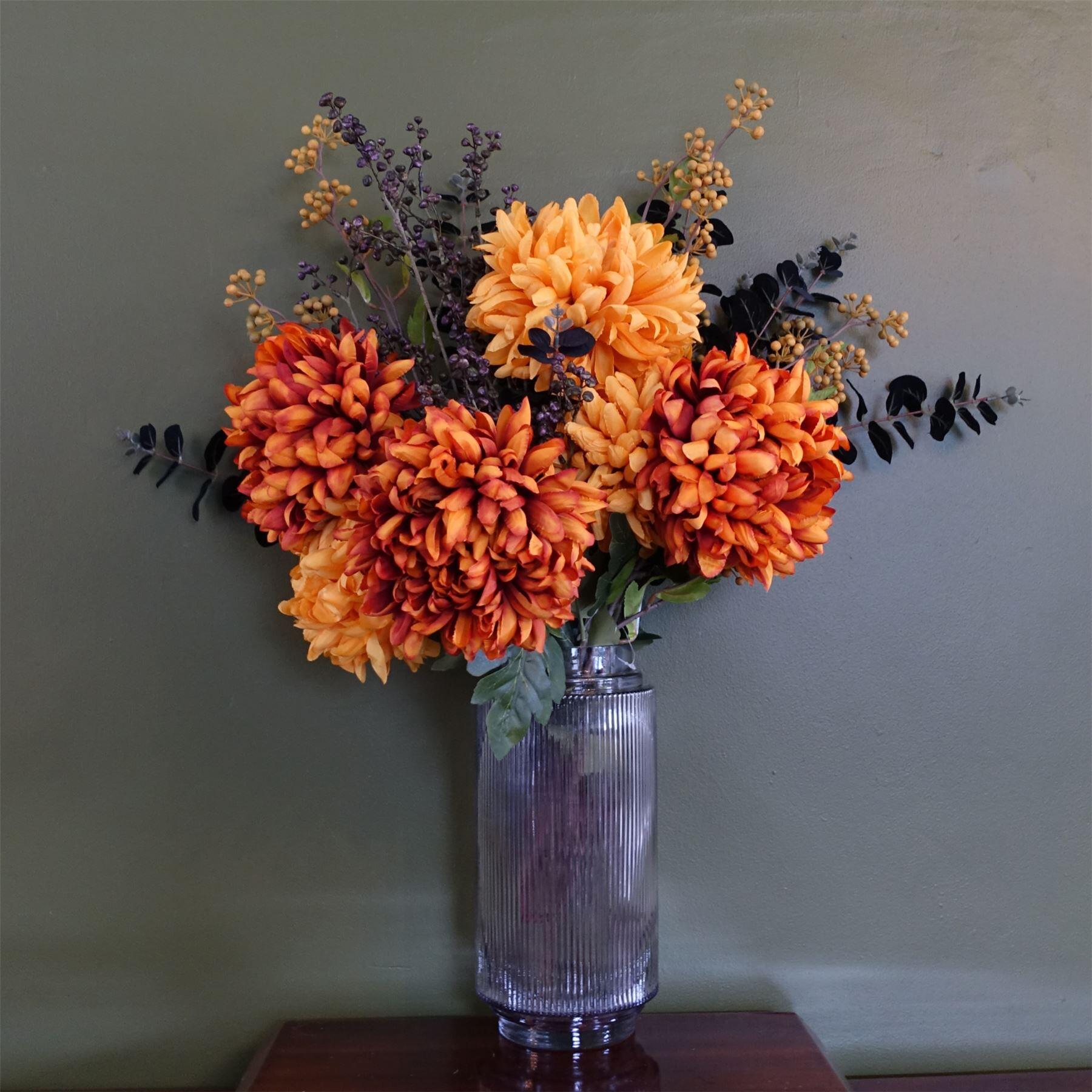 arrangement 65cm vase glass black orange flower product image