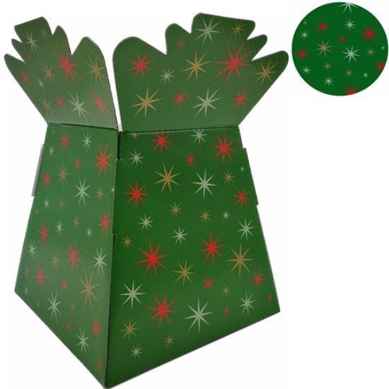 green christmas flower florist box with stars