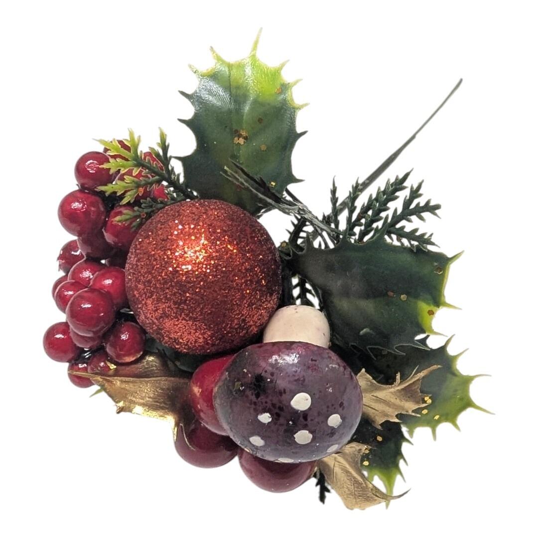 christmas pick with bauble foliage