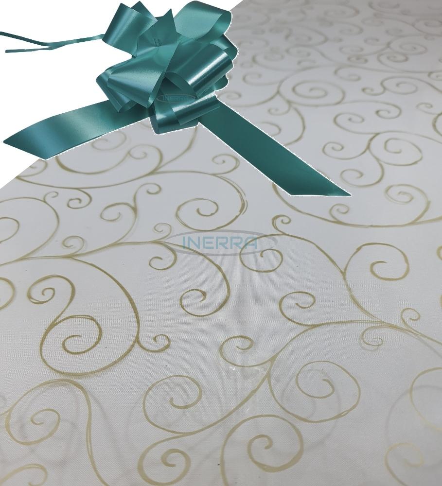 turquoise  hamper wrap kit cellophane bow wrapping gold scroll