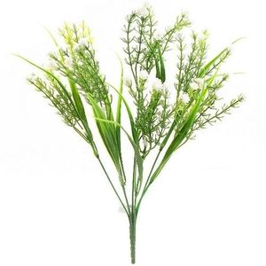 Artificial Flowers White Gyp with Grass Fern greenery