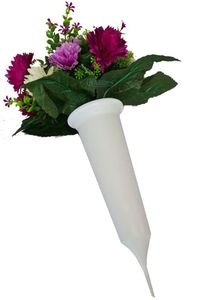 white grave vase spike flower holder