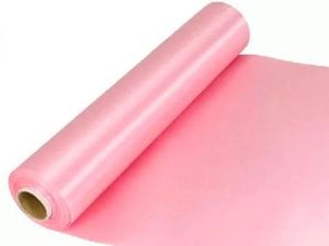 light pink fabric satin ribbon roll wedding table runner