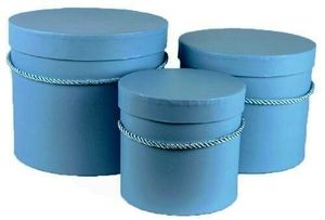 blue hat boxes for flowers round
