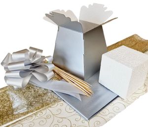 silver florist box for making chocolate bouquets