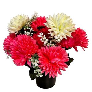 artificial grave flower pot with flowers