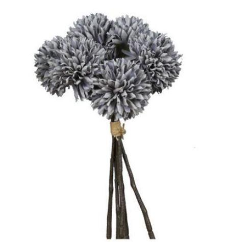 artificial pom pom flowers grey