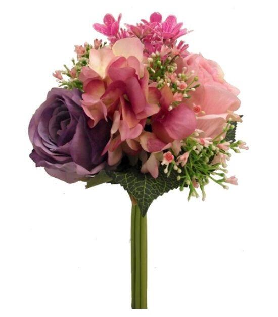 rose hydrangea artificial flower bunch pink