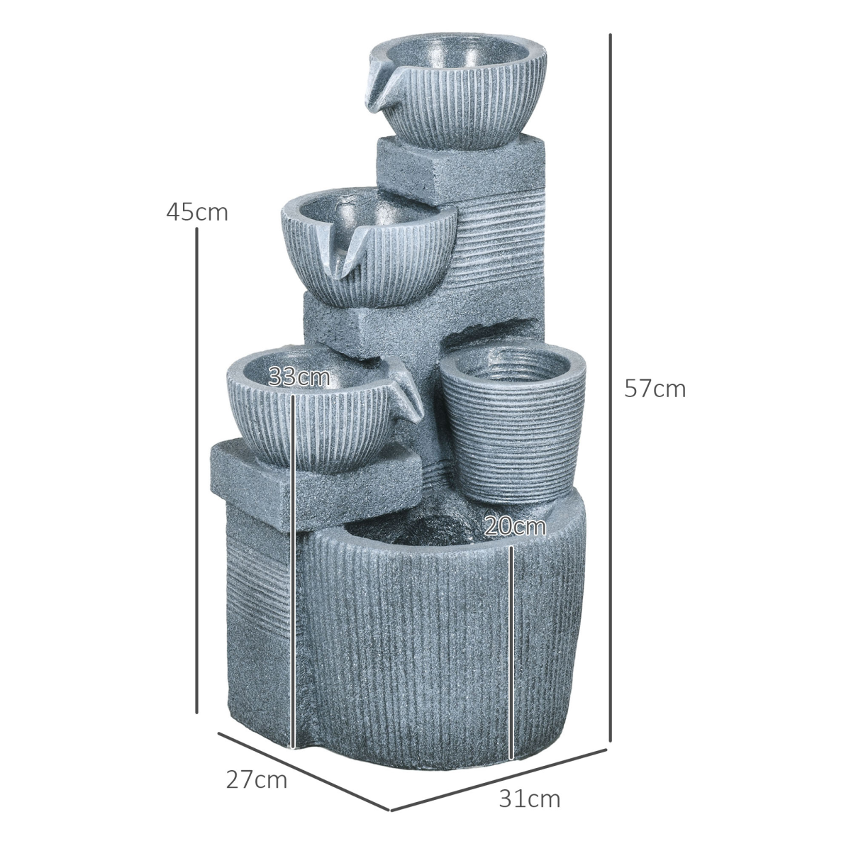 solar powered waterfall water feature for garden