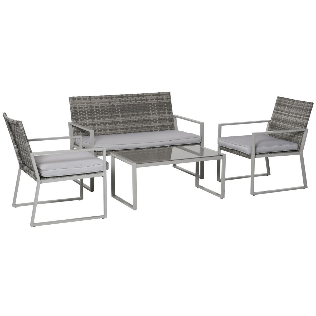 4piece outdoor garden rattan seating furniture set grey view 1