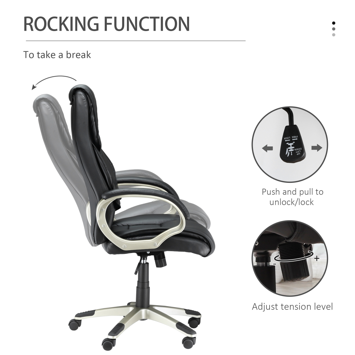 Executive Computer Office Desk Chair PU Leather Swivel