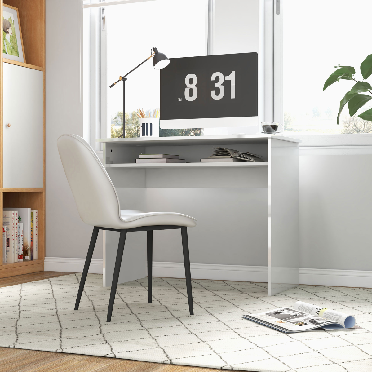 Computer Desk Workstation - High Gloss White