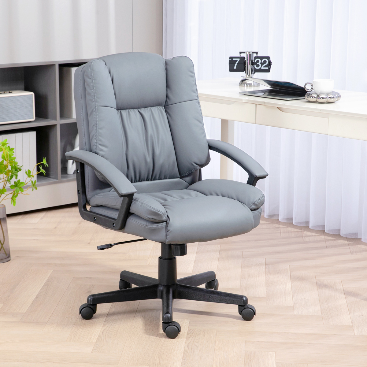 Faux Leather Home Office Chair Light Grey