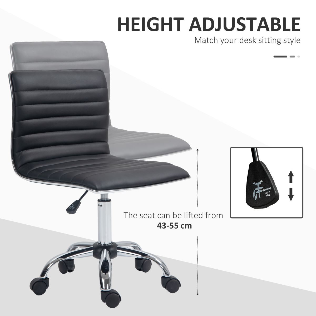 Adjustable Office Chair with 360 Swivel Black