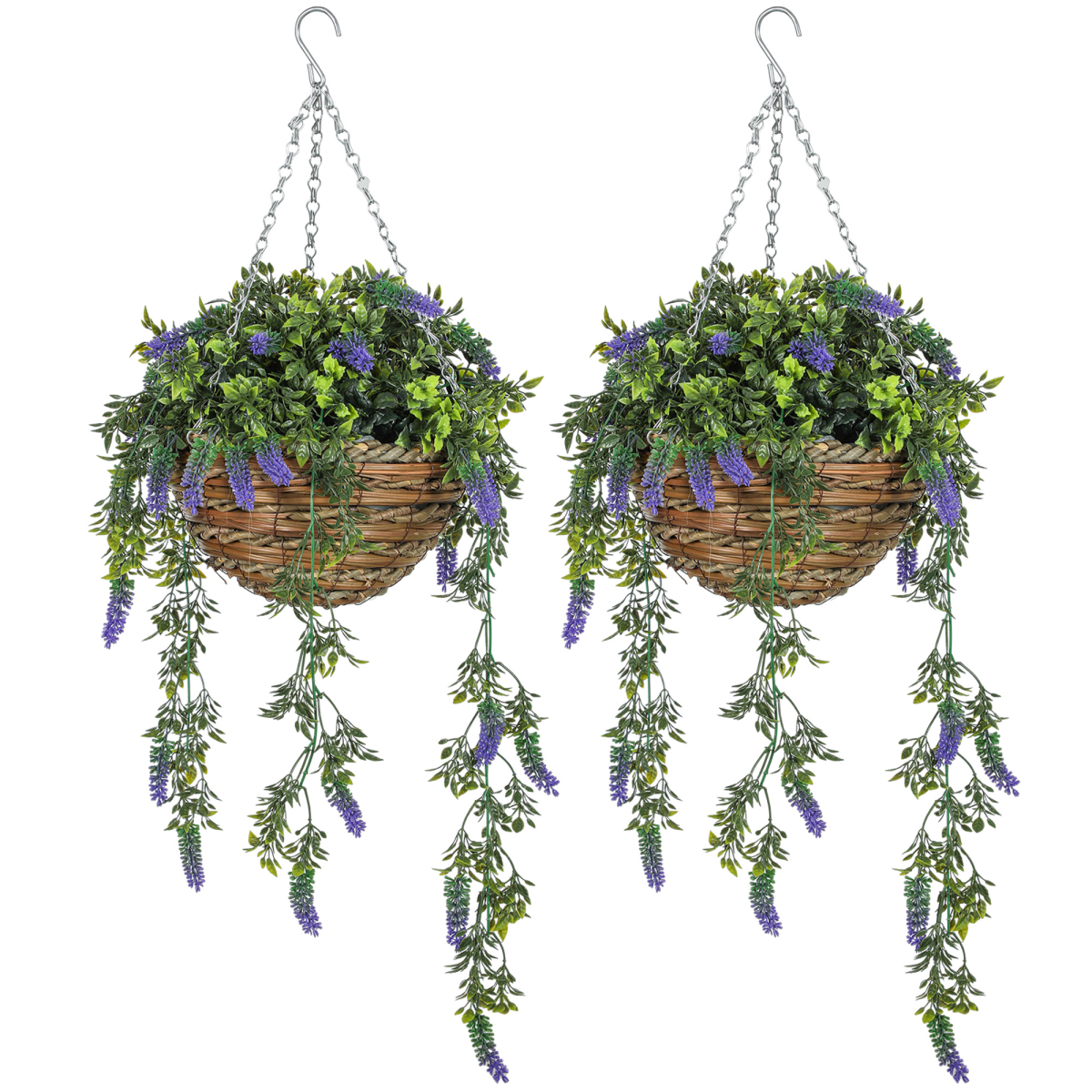 Artificial Plants, Lavender Flowers in Basket, Purple