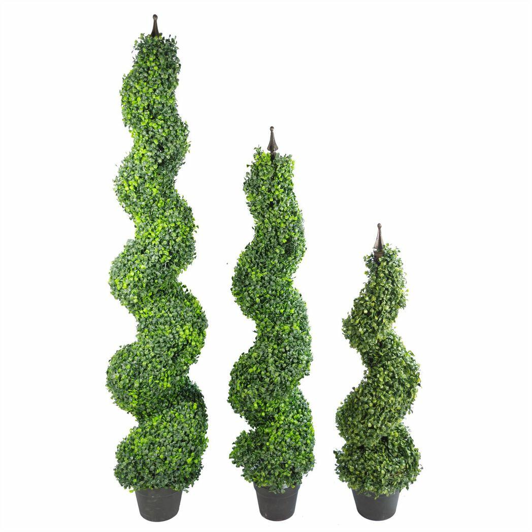 pair of 120cm 4ft tall artificial boxwood tower view 3