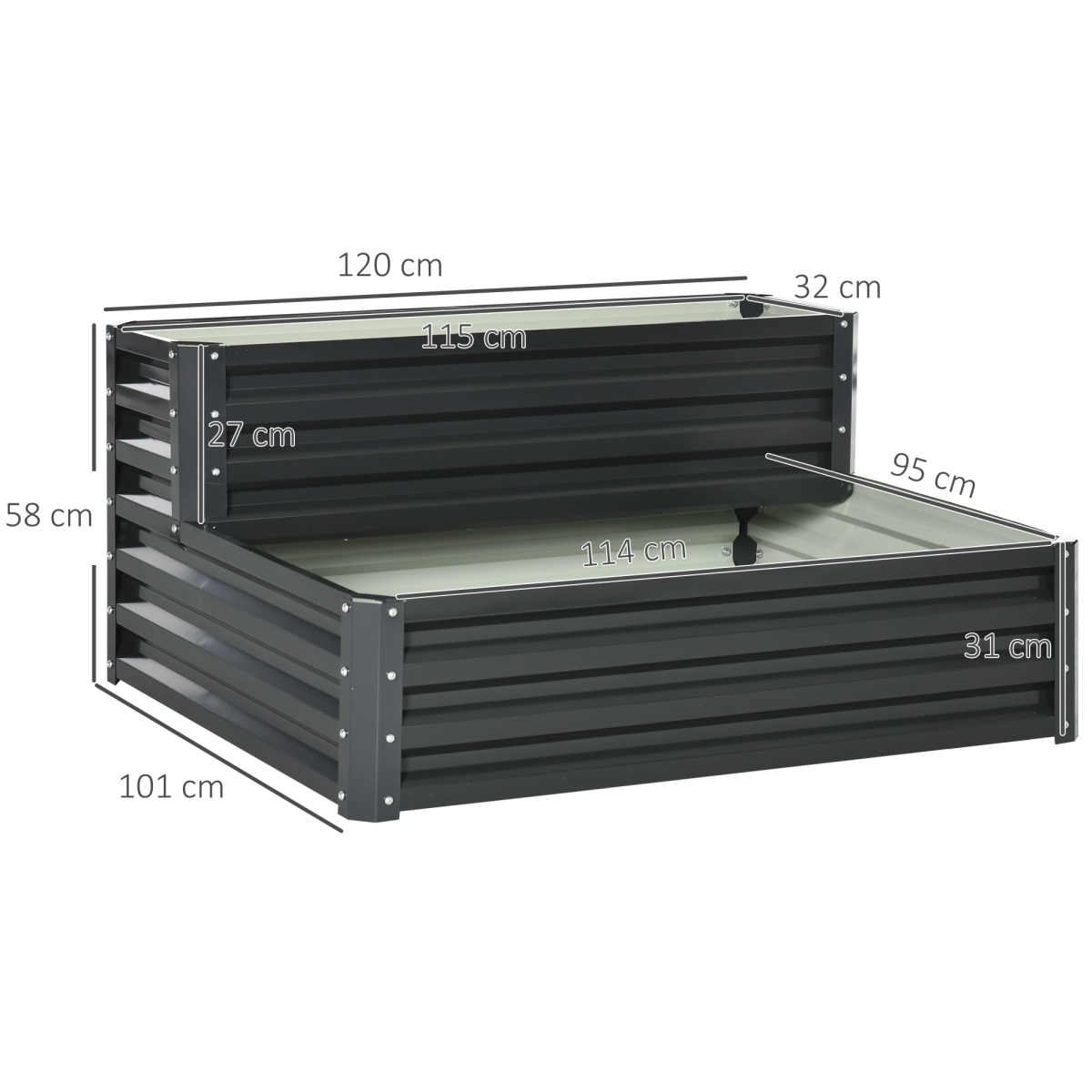 Galvanised Raised Garden Bed Planter Box Dark Grey