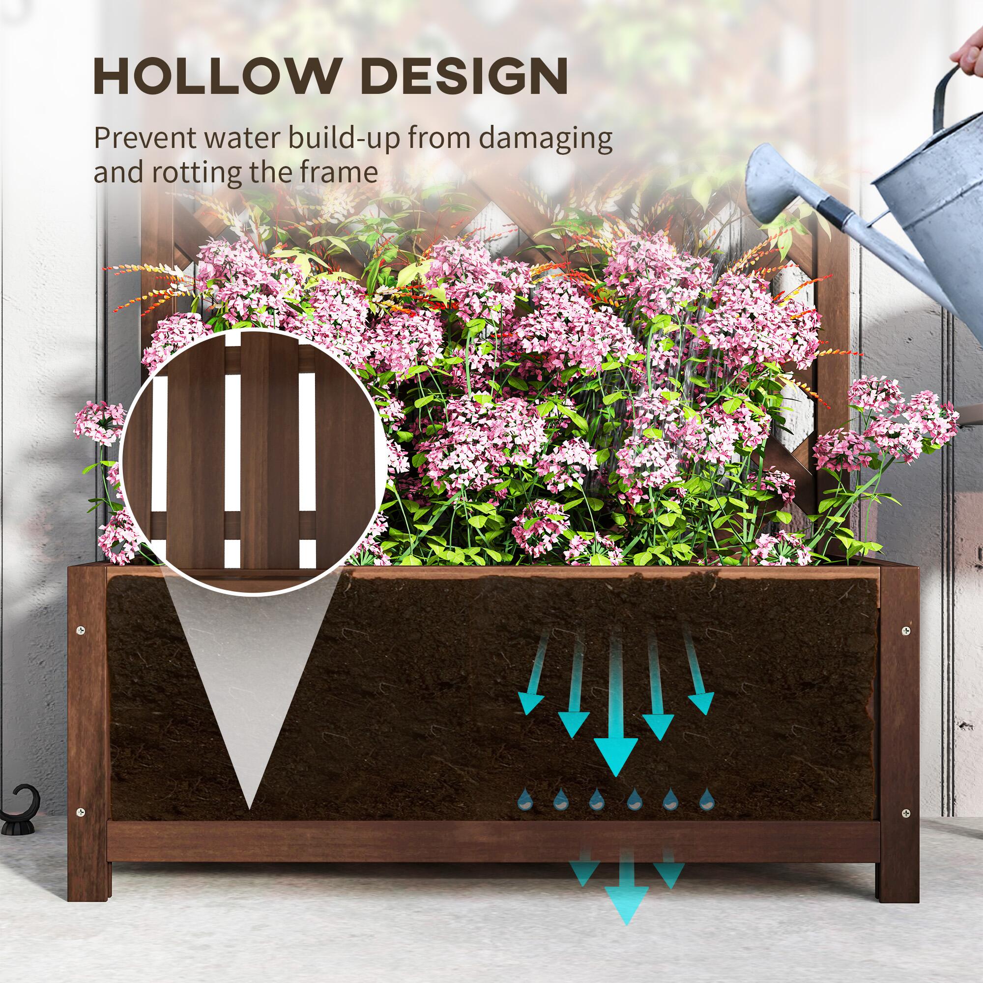 Garden Wooden Planter Box with Trellis Flower Raised Bed