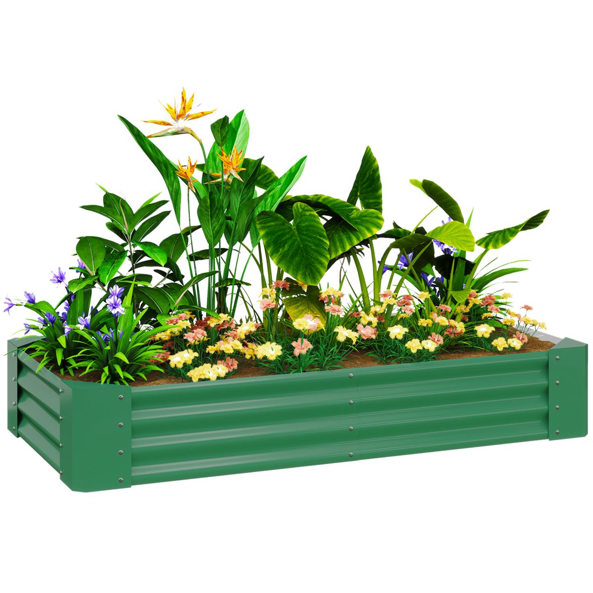 Galvanised Raised Garden Bed Planter, Green