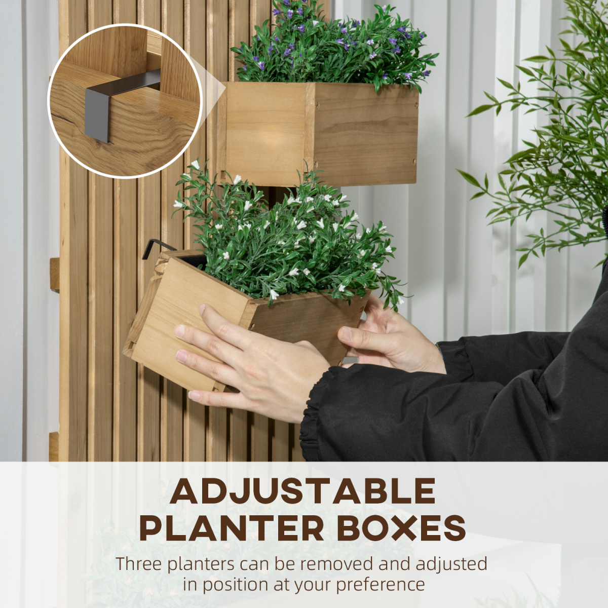 Wooden Garden Planters with Trellis Raised Bed