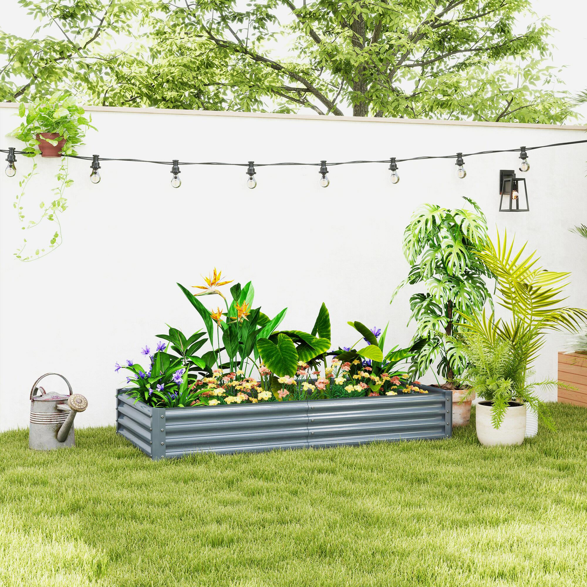 Galvanised Raised Garden Raised Bed, Silver