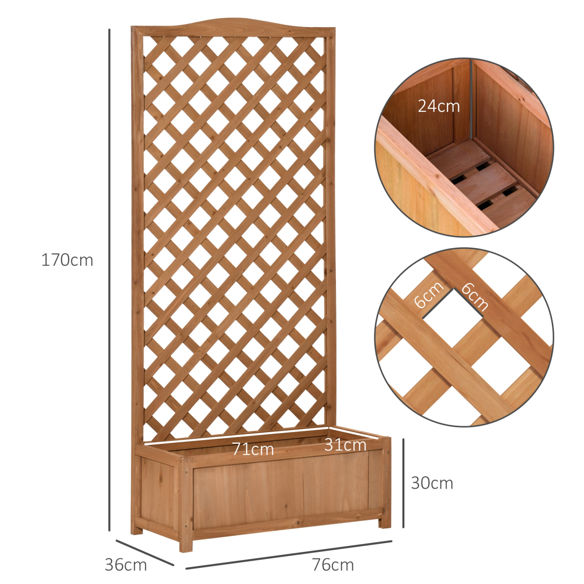 Garden Wooden Planter Box with Trellis