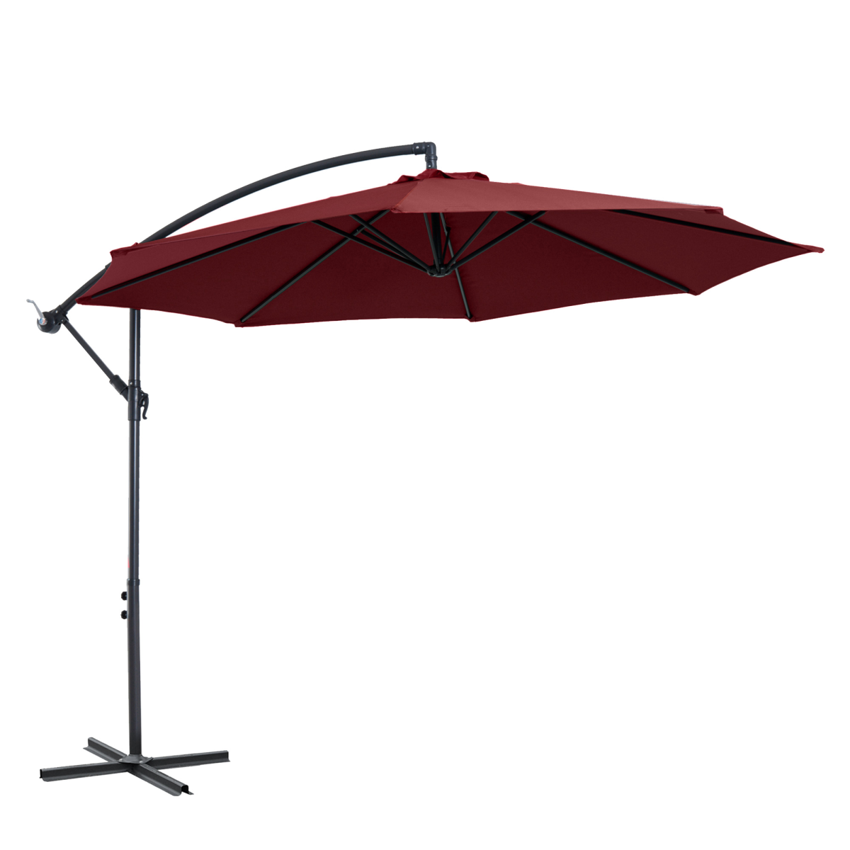 3m Garden Parasol Cantilever Umbrella with Base, Wine Red