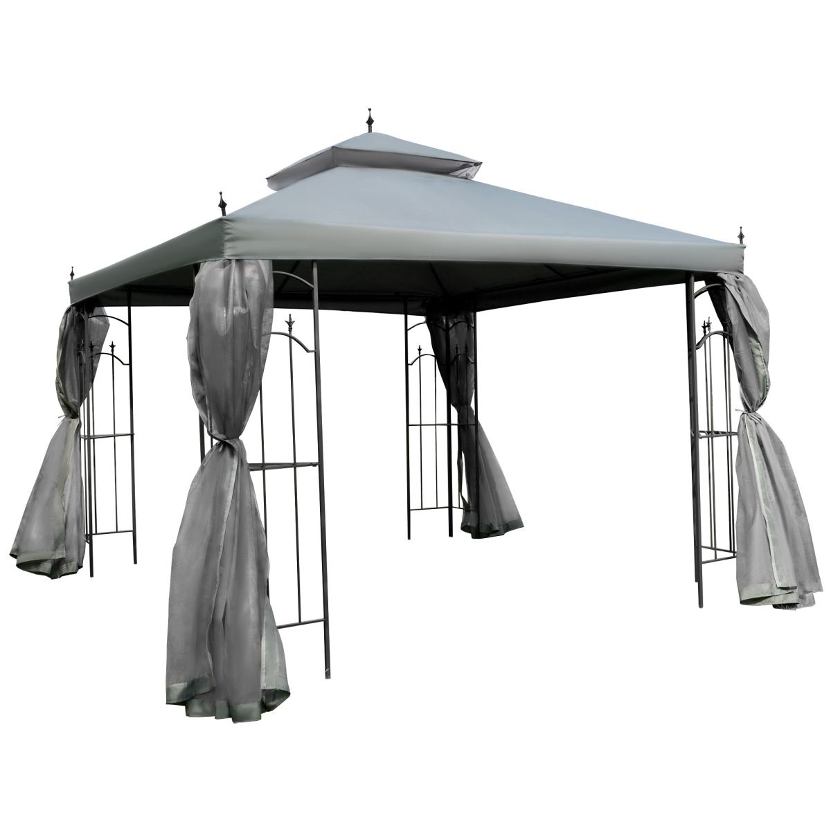 3 x 3m Garden Gazebo Canopy with Curtains Grey