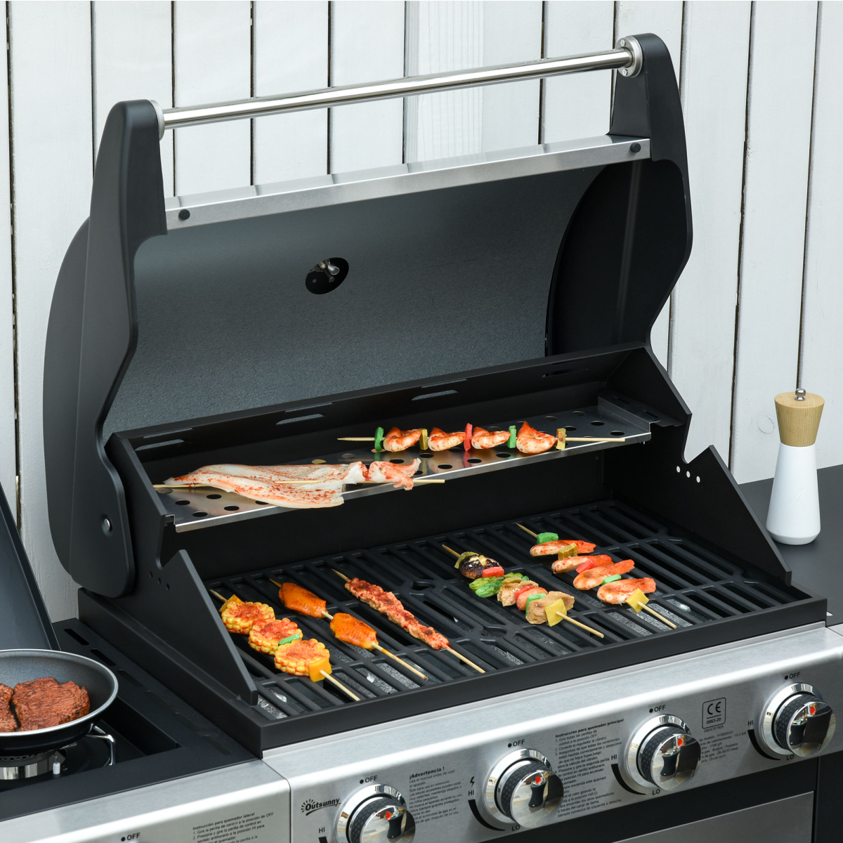Gas Barbecue Grill 4+1 Burner BBQ Trolley Stainless Steel