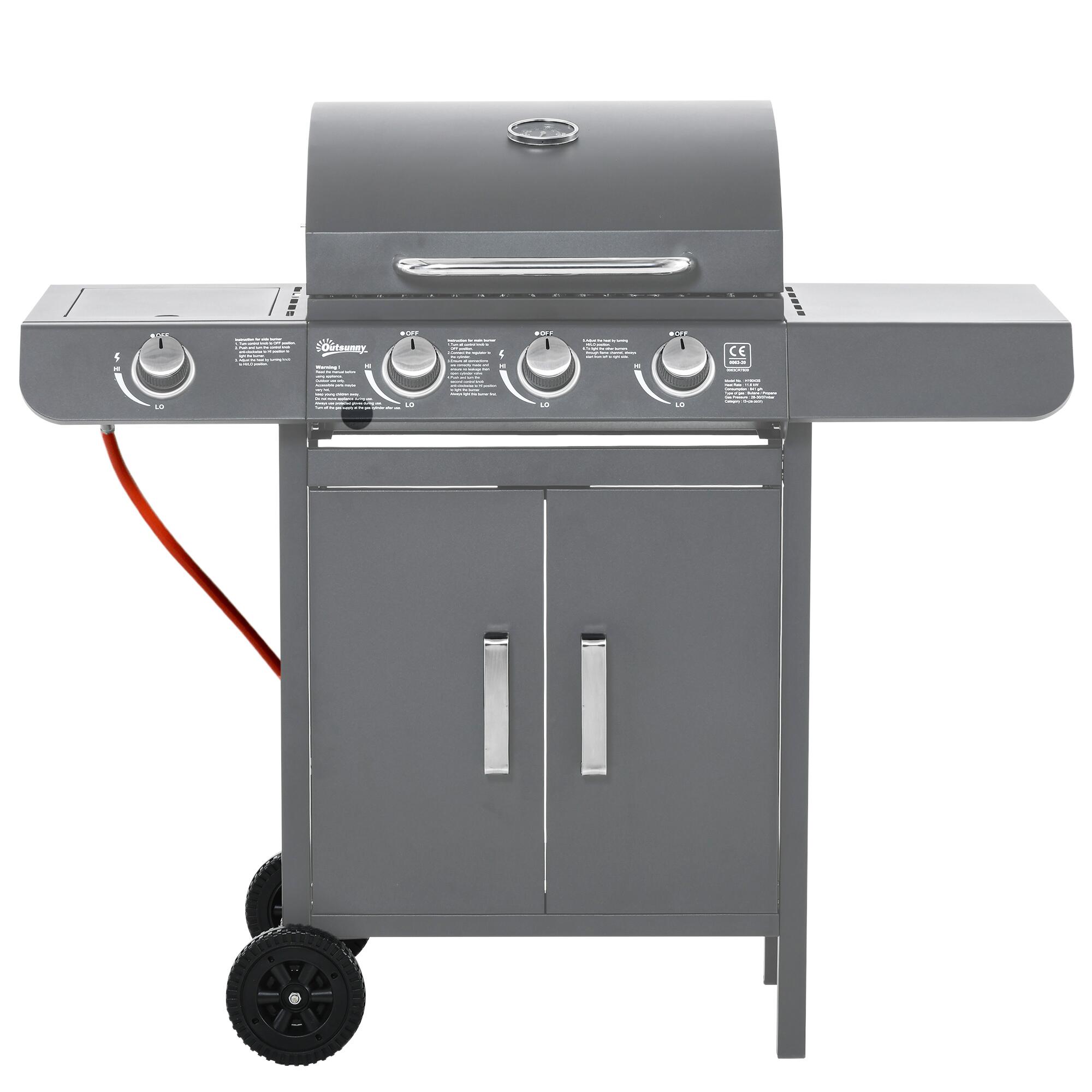 Gas Barbecue Grill 3+1 Burner Garden BBQ