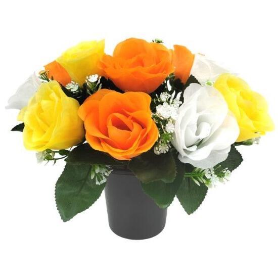 cemetery pot roses orange and yellow pot vase