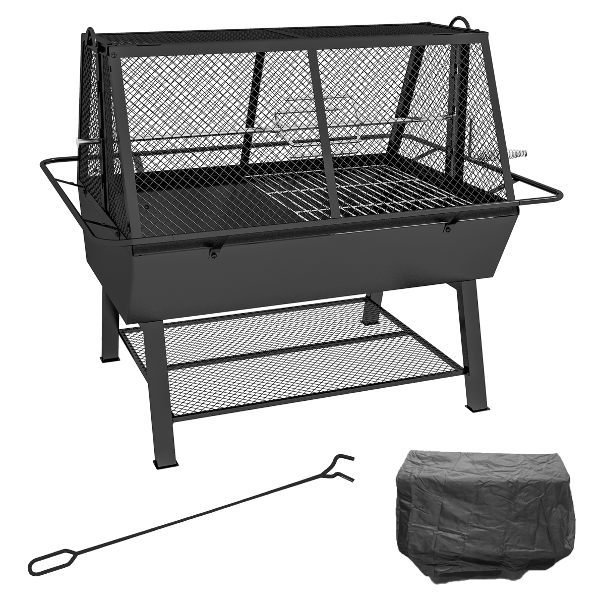 3-in-1 BBQ Rotisserie Grill Roaster Fire Pit for Outdoor