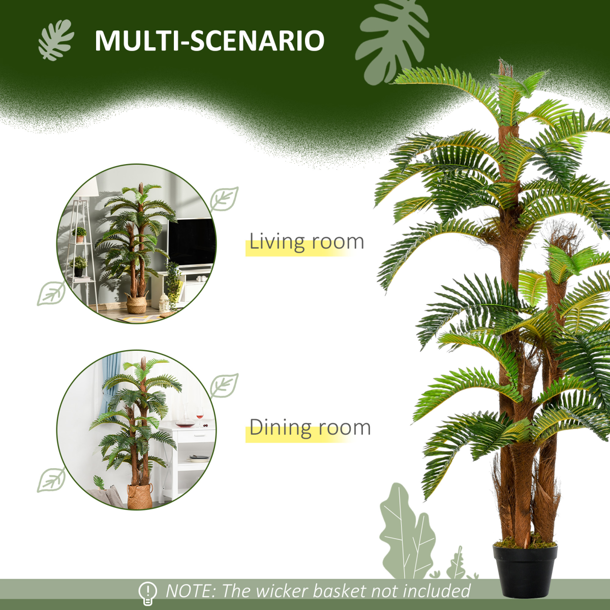 Artificial Fern Tree 36 Leaves with Nursery Pot, Fake Plant 150cm