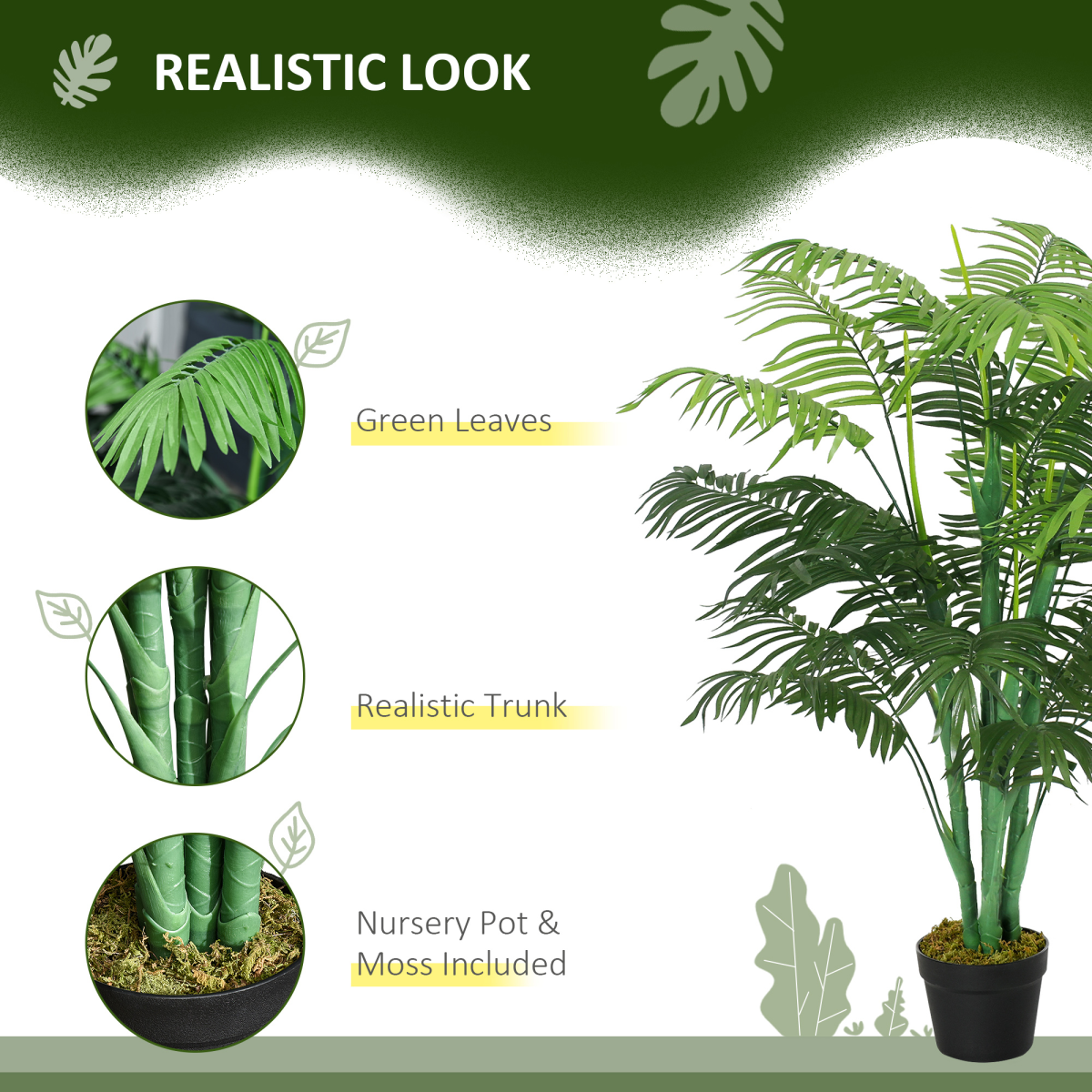 Artificial Palm Tree with Nursery Pot, 125cm