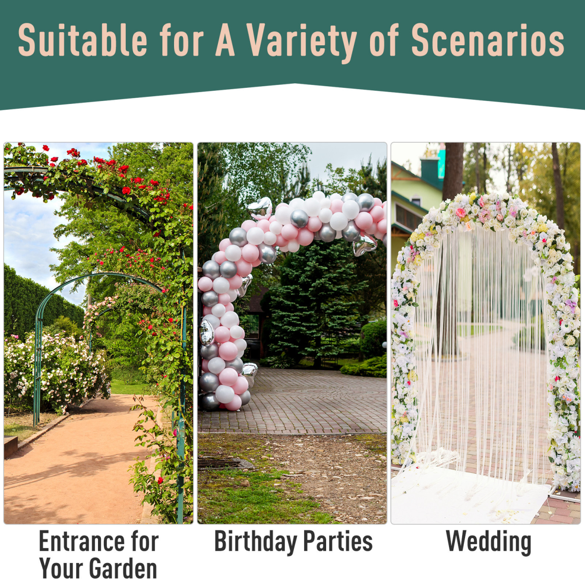 outsunny garden entrance arch bench outdoor patio rose