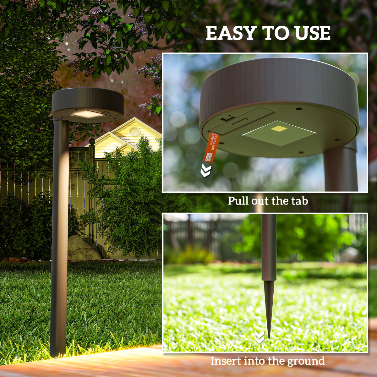 outsunny solar stake lights 8 pack, ip44 pathway